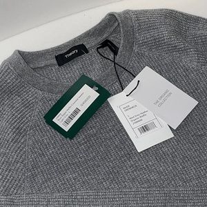Theory Organic Collection River Raglan Crewneck Sweater Light Gray Large L NWT